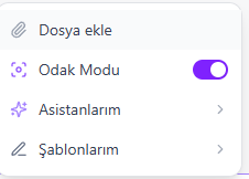 dosya ekleme menu